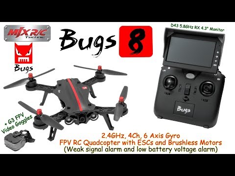 MJX Bugs 8 2.4GHz, 4Ch, 6 Axis Gyro, FPV RC Quadcopter with ESCs and Brushless Motors (RTF)