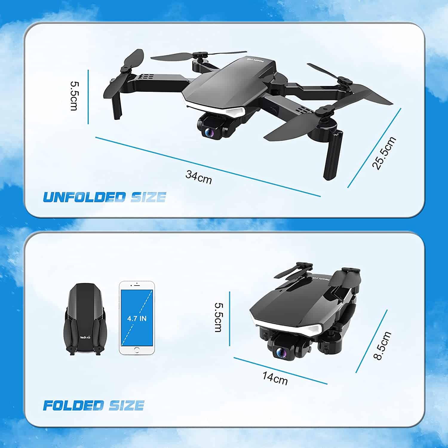 tech rc drone plegable